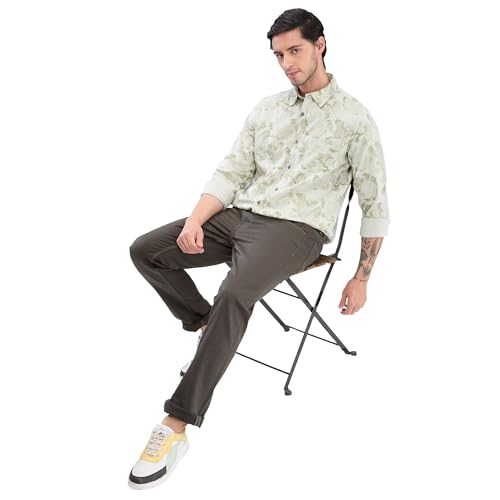 Image of Spykar Men Cotton Blend Full Sleeve Slim Fit Printed Shirts
