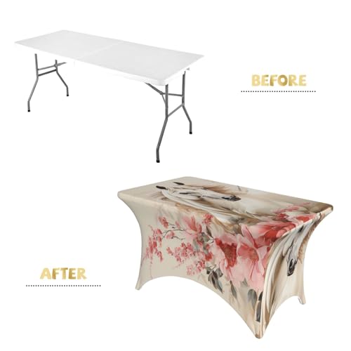 Nappe imperméable élasthanne pour table rectangulaire avec motif cheval抗皱 extensible