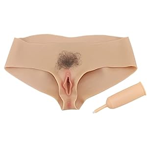 FSYH MäNner Verstecken Gaff Panty,Crossdresser-HöSchen Aus Silikon GefäLschte Vagina Tanga UnterwäSche füR Crossdresser Transgender Dragqueen,Weiß,with Hair