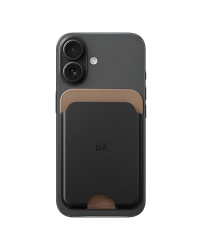 Image of DailyObjects Leather Magnetic Wallet Card Holder | Designed for MagSafe Compatible with iPhone 16, iPhone 15, iPhone 14, iPhone 13, iPhone 12 Models | Premium Design | Full-Grain Leather - Black-Beige