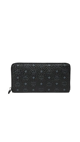 MCM Women's Zip Around Large Wallet, Black, One Size