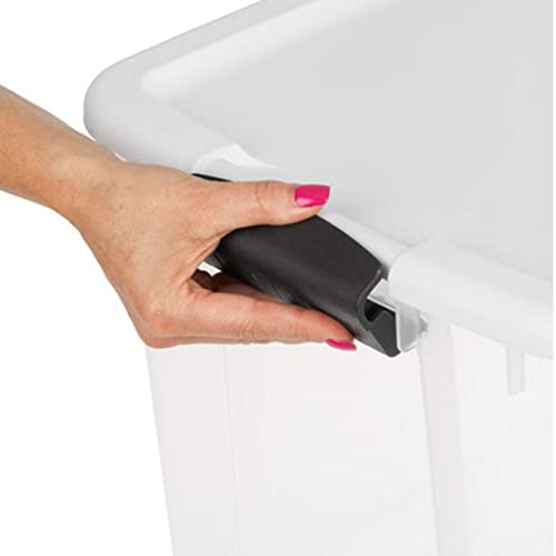Sterilite 70 Qt Clear Plastic Stackable Storage Bin W/White Latching Lid Organizing Solution, 4 Pack #TOP5