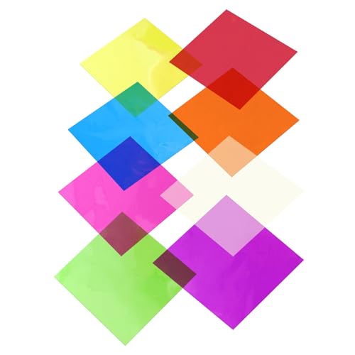 cellophan farbig, 120pcs cellophanfolie,8 Multi-Colors fensterfolie basteln, 7,5x7,5 Zoll fensterfolie bunt, transparentpapier bunt,Colour for Sweets, DIY, Arts, Crafts, Decoration