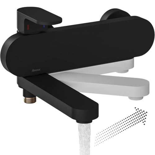 Robinet de salle de bain | Design réduit | Mitigeur de baignoire à une main | Robinet de baignoire | Solution unique | CR II 022 noir, chrome | RAVAK (Noir 2)