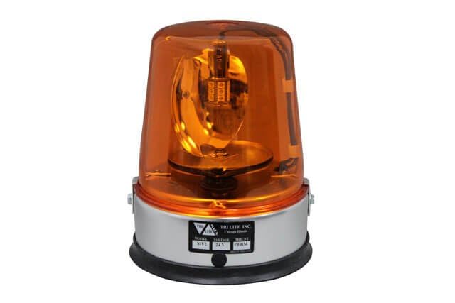 Trilite MV2LED Permanent Mount 24 Volt DC Rotating Beacon Light-Amber Dome