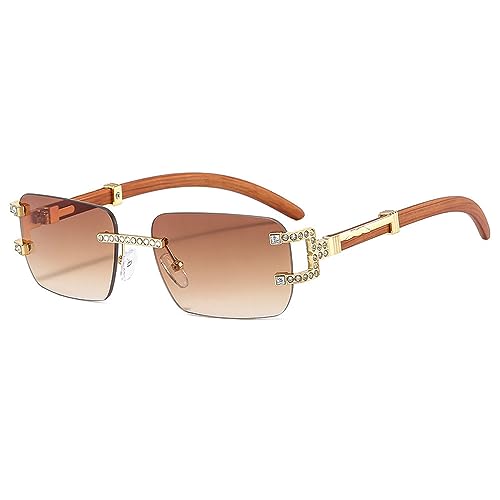 Lunettes de soleil carré sans cadre MUTYNE pour homme et femme, verres rétro chic géométriques