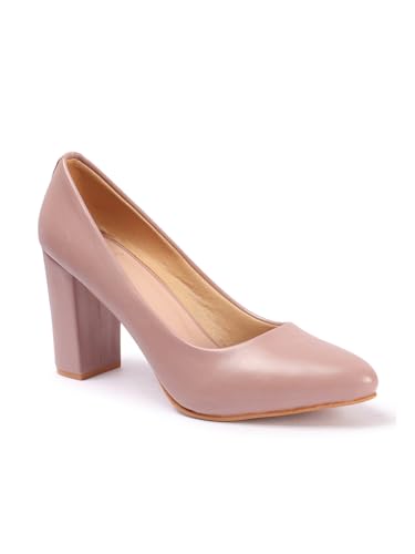 Image of Carlton London Women Stylish Slipon Pump Shoes with Block Heels, Pointed Toe for Party and Formal Occasions