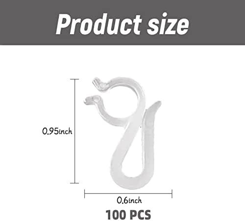 Yaclonq 100 pcs Mini Plastic Gutter Hooks, Christmas Light Hooks Clips for Securing Outdoor String, Gutter Clip Hook Ideal for Outside Seasonal Fairy Light,Christmas Decoration String Lights