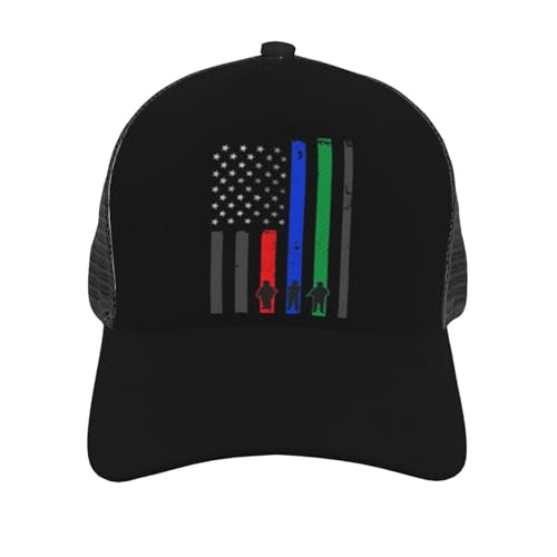 U Thin Blue Red Green Line Mesh Baseball Cap - Classic Adjustable Peaked Cap, Trucker Hat for Men and Women2