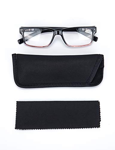 LANLANG Reading Glasses for Men,Spring Hinge,3 Colors,Clear Lens including 0-4.0 diopters,L-L007