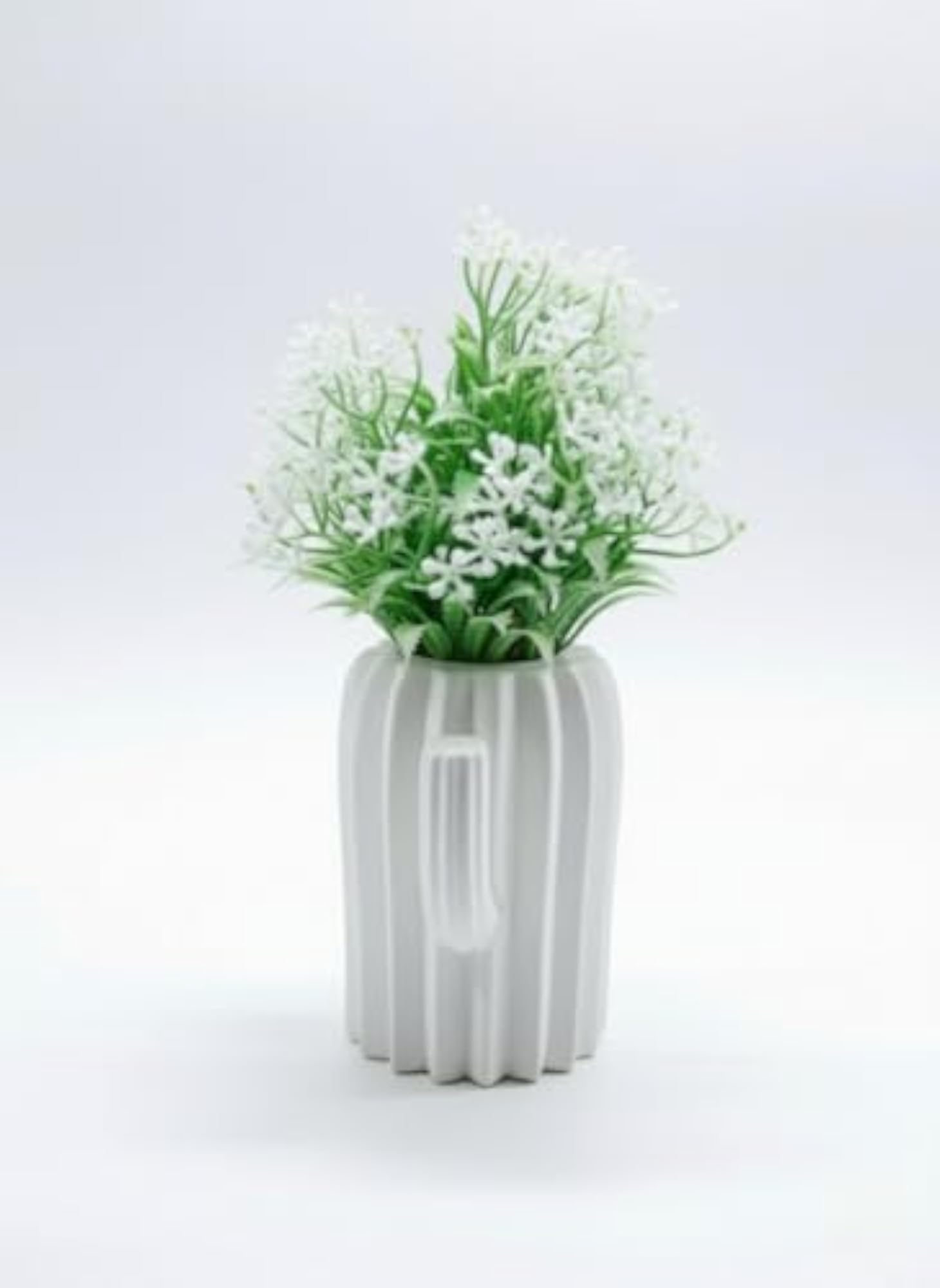 Mini Artificial White Beautiful Flower Arrangement in Ceramic Cactus Pot