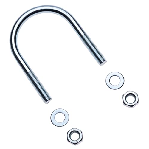 M6 U-bolt with Nuts and Washers, U Shape Round Fasteners for 17.2mm (3/8" inch) Diameter Pipe