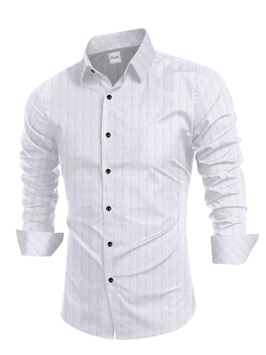 Image of Tailored Fit Men's Embossed Cotton Fabric with Long Sleeves Premium Casual Shirt for Men