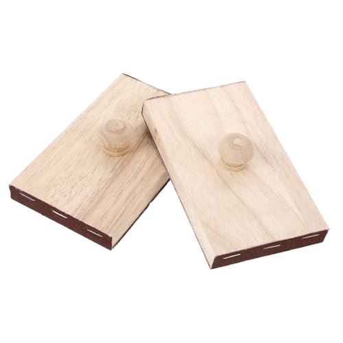 Hohopeti 1Pair Funny Wooden Castanet Percussion Instrument for Safe Rhythm for Early Music Education Wooden Castanets Clapper for Boys and Enhances Musical Interest