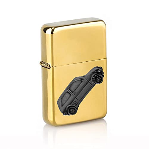 Briquet à essence rechargeable British Car Metro doré tempête avec motif étain