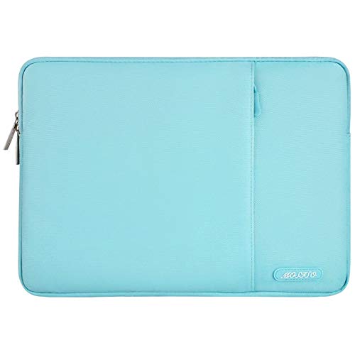Image of MOSISO Laptop Case 13.3 inch, 13-13.3 inch Laptop Sleeve Compatible with MacBook Air /Pro 13 /Pro 14 M5 M4 M3 M2 M1, HP Dell ASUS Lenovo,Polyester Vertical Computer Sleeve Bag with Pocket, Turquoise