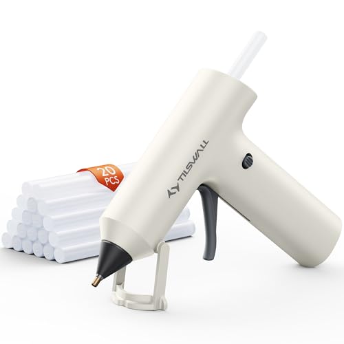 Tilswall Cordless Hot Glue Gun, Fast Preheating with 2000mAh Built-in Battery Hot Melt Glue Gun, 20 Premium Glue Sticks, Mini Glue Gun Ideal for Craft