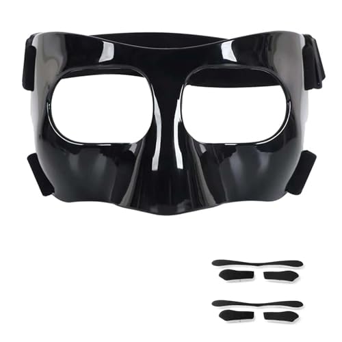 Fenduoer Nose Guard for Sports, Broken Nose, Adustable Face Mask with Foam Padding for Men and Women,Adult,Basketball,Baseball,Football,Softball Face Guard(Black Full Face)