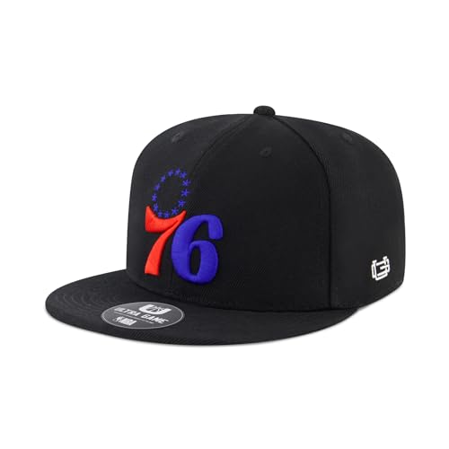 Ultra Game Mens NBA Official Twill Snap Back Ultimate Baseball Cap Hat Philadelphia 76ers Black One Size
