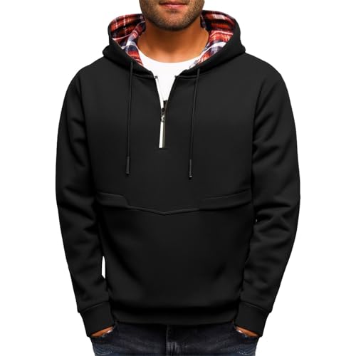 Half Zip Hooded Sweatshirts for Men Fashion Casual Slim Fit Drawstring Plain Hoodie Lightweight Workout Pullover2