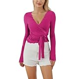 Ocasiones: La camiseta sexy de cuello en V para mujer es adecuada para primavera, otoño, invierno, todos los días, fiesta, ocio, vacaciones, trabajo, oficina, citas, compras, calle, etc