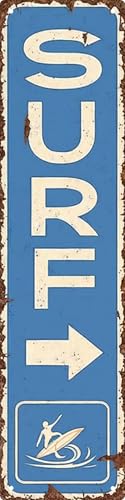 Vintage Surf Beach Nautical Metal Tin Sign 4x16 in Durable Metal Wall Art for Home Bar Cafe & Outdoor Decor