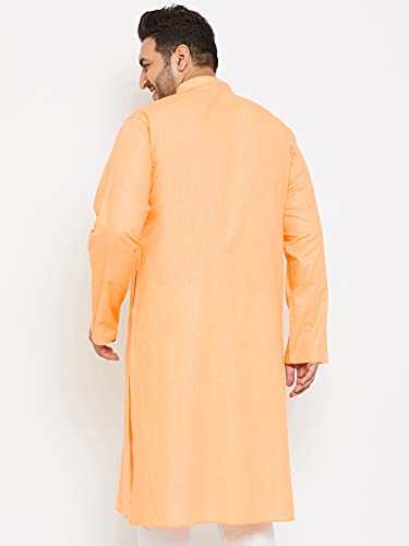 Image of VASTRAMAY Men Plus Size Linen Cotton Kurta | Mandarin Collar Full Sleeve Solid Kurta | Comfortable Ethnic Wear for Festive & Casual Occasions | Festive Ethnic Outfit For Rakhi