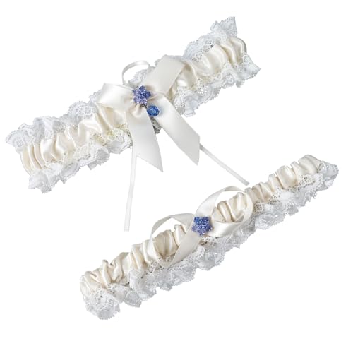 Image of wedding garter set women lace Bridal garter sets including keepsake garter and toss garter