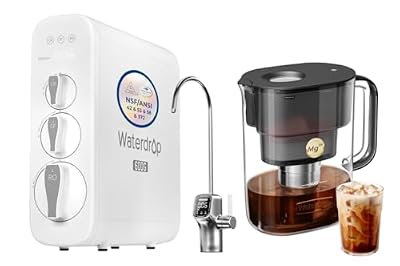 Waterdrop G3P600 Reverse Osmosis System, 8 Stage Tankless Reverse Osmosis Water Filter with Waterdrop Cold Brew Coffee Maker with 1 Magnesium Water Filter, Well-Balanced Acidity