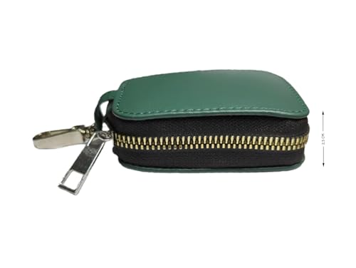 Image of Premium Eco-Friendly Universal Leather TWS earpod Storage Pouch Zip Lock with Hook Compatible with All Generation Apple Airpods - (Cover Only) (Green)