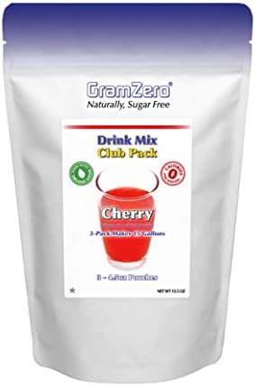 GramZero Cherry Zero Calorie Sugar Free Drink Mix, Great For Nutrition Club Loaded Teas, Stevia Sweetened