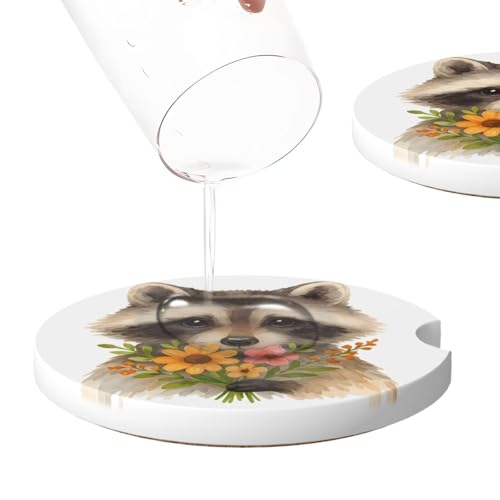 Portavasos para auto 2 piezas con diseño Gray Raccoon Bouquet miniatura 4