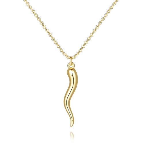 Gold Necklace for Women 14K Gold Pendant Necklaces for Women Trendy Inspired by the Classic Italian Cornicello Talisman Charm Italian Horn Necklace for Womens