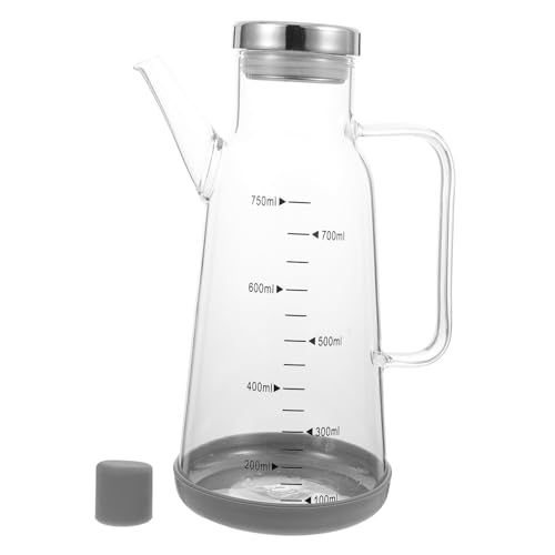 MOLUCKFU Botella De Aceite y Vinagre De 750ml Botella De Condimentos Transparente Con Escala Dispensador Multifuncional Para Salsa De Soja y Otros Aderezos y Acero Inoxidable