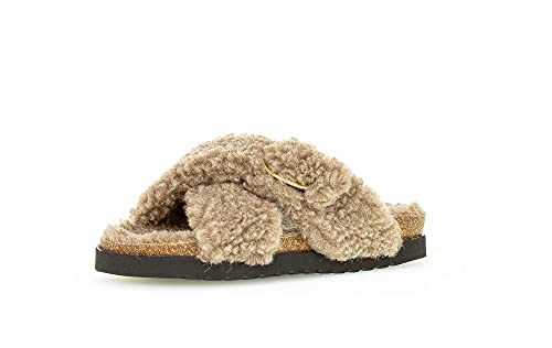 Gabor Damen Pantoletten, Frauen Hausschuhe,Freizeitschuhe,Strandschuhe,offene,Riemen,Riemchen,halteriemen,Women's,Woman,Lady,Taupe,37 EU / 4 UK