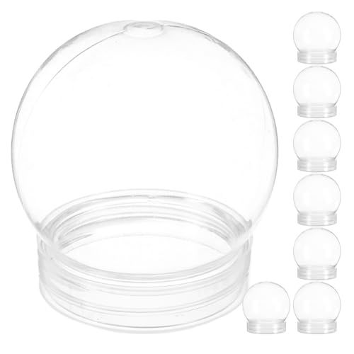 MAGICLULU 8Pcs 3 inch DIY Snow Globe Clear Plastic Water Globe with Screw Off Cap DIY Christmas Water Globe Fillable Snow Globe with Lid for DIY Crafts Christmas Valentine Home Decoration