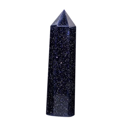DIYEAH Varita de Cristal Natural Hexagonal de Piedra Azul Decorativa para Meditación y Decoración Hogar