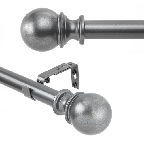 Curtain Rods for windows,1" Diameter Curtain Rod, 32-72" Standard Decorative Window Curtain Rod Set with Brackets for bathroom Kitchen Bedroom Window, Grey