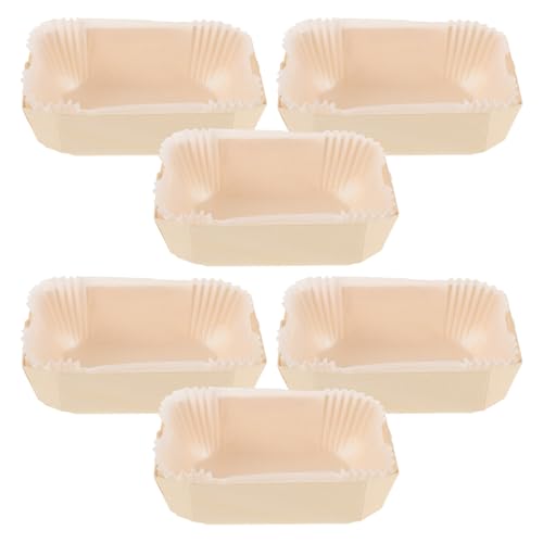 Sosoport Set 6 Teglie per Plumcake in Legno e Carta 140X90X45Mm Stampi Usa e Getta per Pane Torte e Toast Pirottini da Forno per Panetterie e Cucina Casalinga