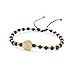 CRUZONE St Michael Archanel Coin and Natural Round White Turquoise Beads Adjustable Bracelet for Women (Brown Tiger Eye)