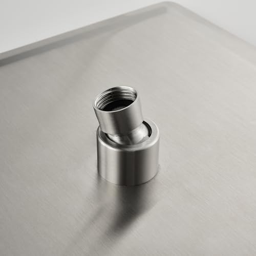 WELLFOR Sistema de ducha de montaje en techo de 12 pulgadas color Níquel cepillado, combinación de ducha de lujo, sistema de lluvia, incluye válvula y grifería miniatura 7