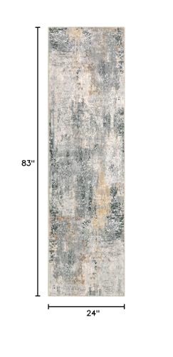Lahome Modern Abstract Runner Rug - 2x7 Gray Soft Long Hallway Rug Runner Kitchen Mat, Non-Slip Machine Washable Indoor Throw Carpet Runner for Living Room Bathroom Sink Bedroom Entryway Sunroom