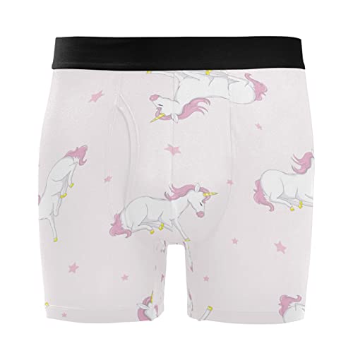Bóxer para hombre de unicornio rosa para el descanso diario, ropa interior elástica