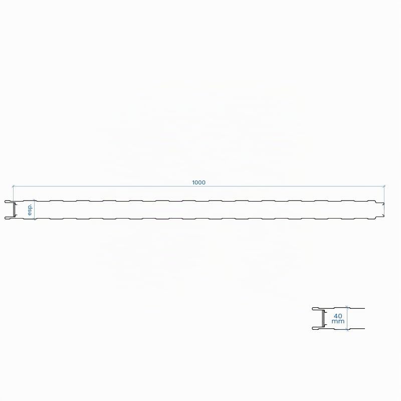 Acero Panel - Panel BOX40 Fachada Tornilleria Vista | 2000x1000mm | Interior Blanco Pirineo - Exterior Blanco Pirineo | Acero Prelacado | Nervado | PU