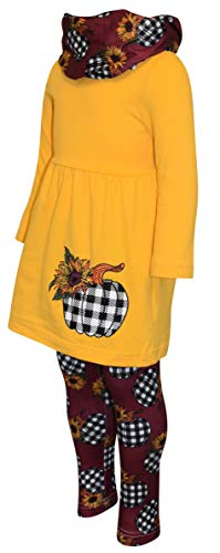 Image of Unique Baby Girls Kids Toddler 3pc Outfit Set Long Sleeve Stretch Tunic Top Leggings and Scarf