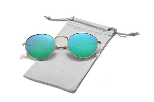 LKEYE Small Unisex Classic Vintage Round Mirror Lens Polarized Sunglasses LK1702 3447