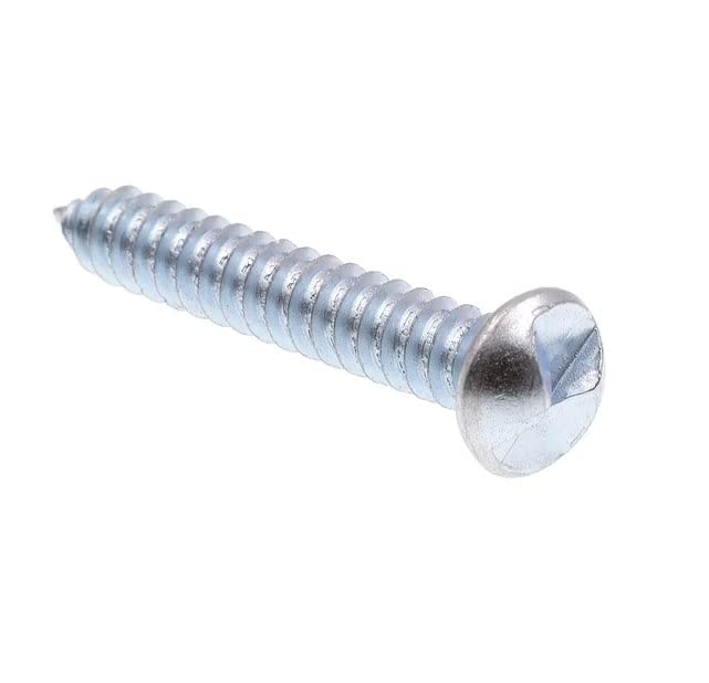 Sheet Metal Screw, One-Way, Round Head #14 X 1-1/2in Zinc Plated Steel 75PK