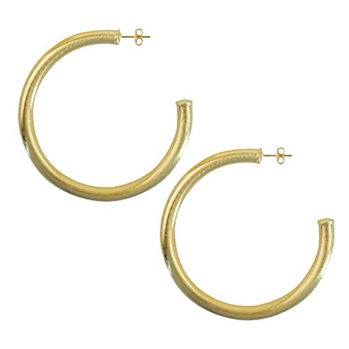 Sheila Fajl Thick Statement Arlene 2.5 inch Large Hoop Earrings in 18k Brushed Gold Plated