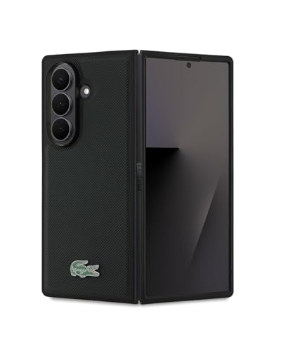 Image of CG MOBILE Lacoste [Official Licensed] Hard Case | Magnetic Compatible | Iconic Petit Pique PU Lacquer Logo Protective Case /Cover Designed for Galaxy Z Fold 7 (2025) - Black