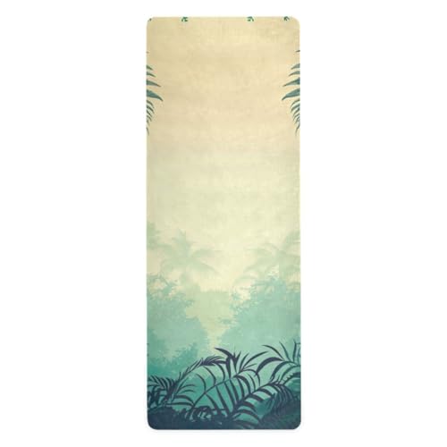Jihqo Jungle Palm Trees Yoga Mat Non-slip Exercise Mat for Hot Yoga Workout, Pilates and Fitness 70.8